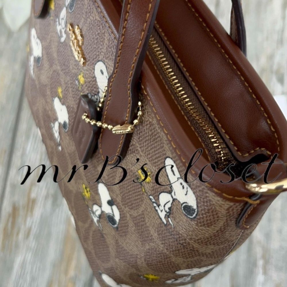 Coach X Peanuts City Mini Tote Bag In Signature Canvas With Snoopy Print Purse - Picture 8 of 8